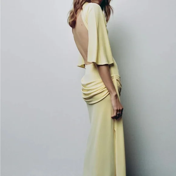 Zara Butter Yellow Backless Dress - Picture 1 of 4